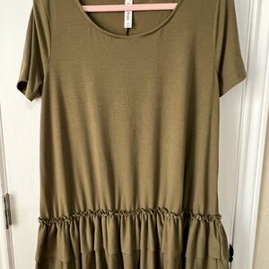 Zenana  Olive Ruffle-Hem Short Sleeve Tunic